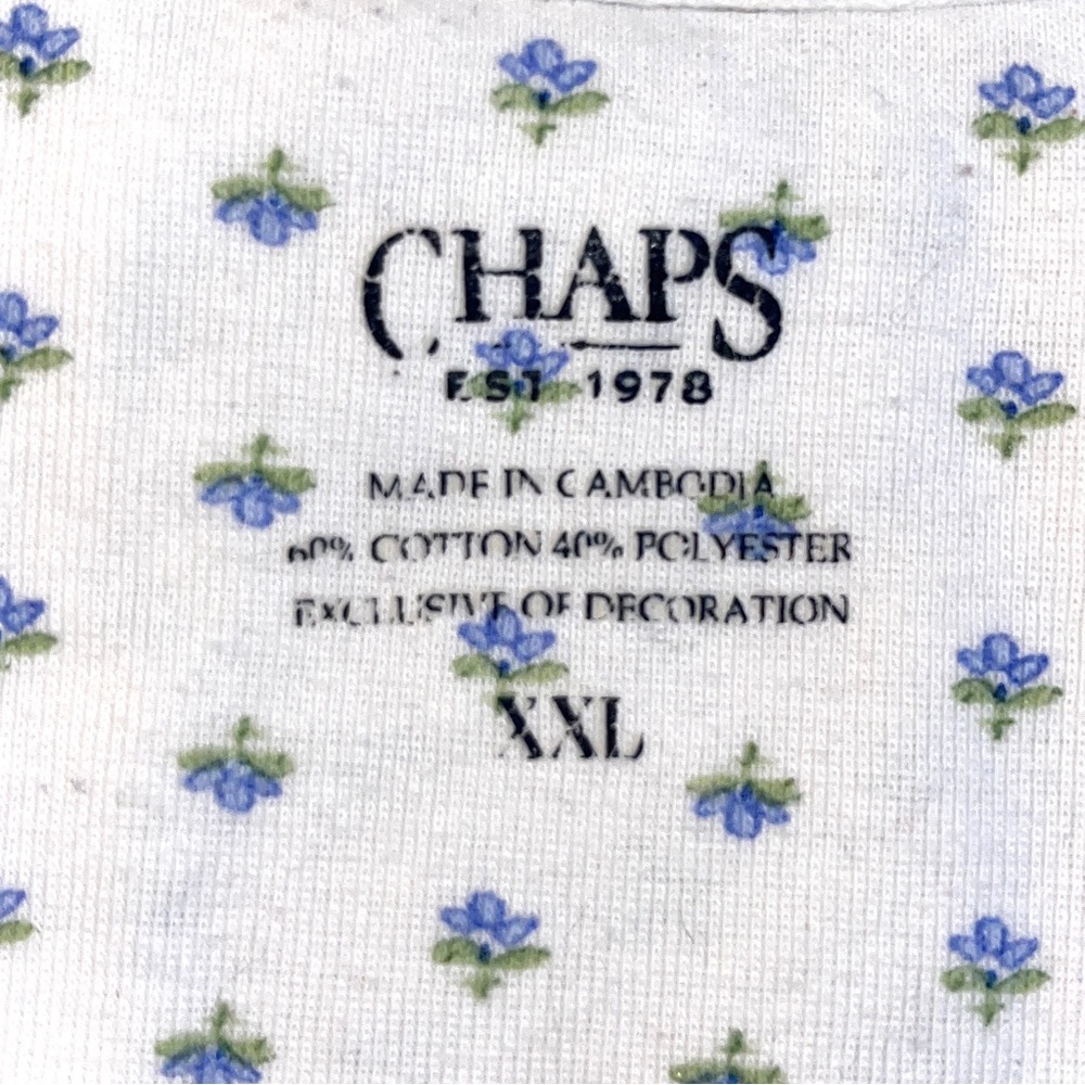 Chaps pajama set, white w/tiny blue flowers, cotton blend knit, feminine & cozy - Picture 15 of 16